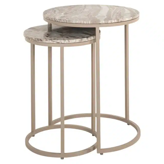 Richmond Interiors bijzettafel Fairfax 45x45x57 cm marmer (Set van 2)