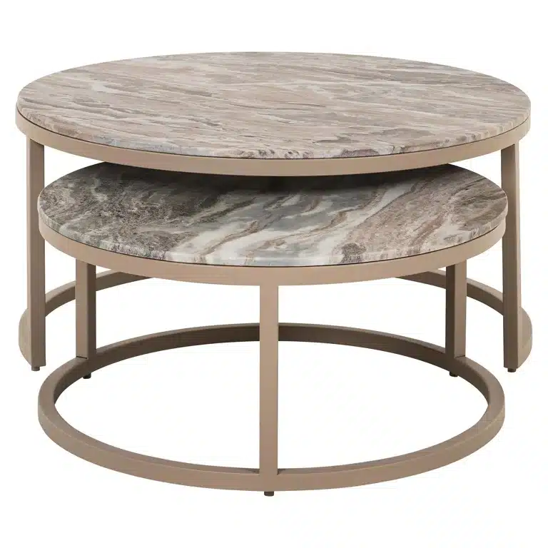 Richmond Interiors salontafel Fairfax 85x85x40 cm marmer (Set van 2)