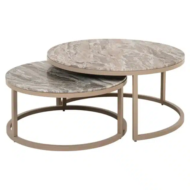 Richmond Interiors salontafel Fairfax 85x85x40 cm marmer (Set van 2)
