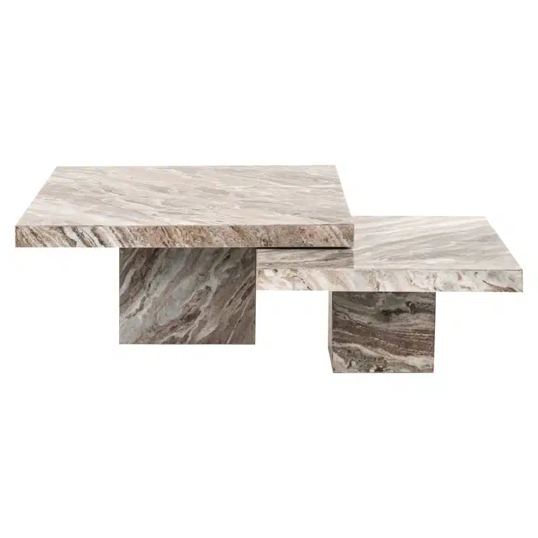 Richmond Interiors salontafel Rashford 80x80x35 cm marmer (Set van 2)