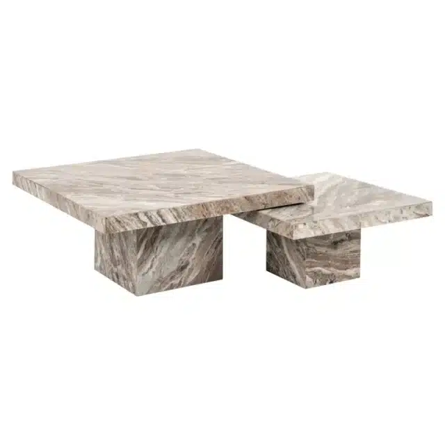 Richmond Interiors salontafel Rashford 80x80x35 cm marmer (Set van 2)