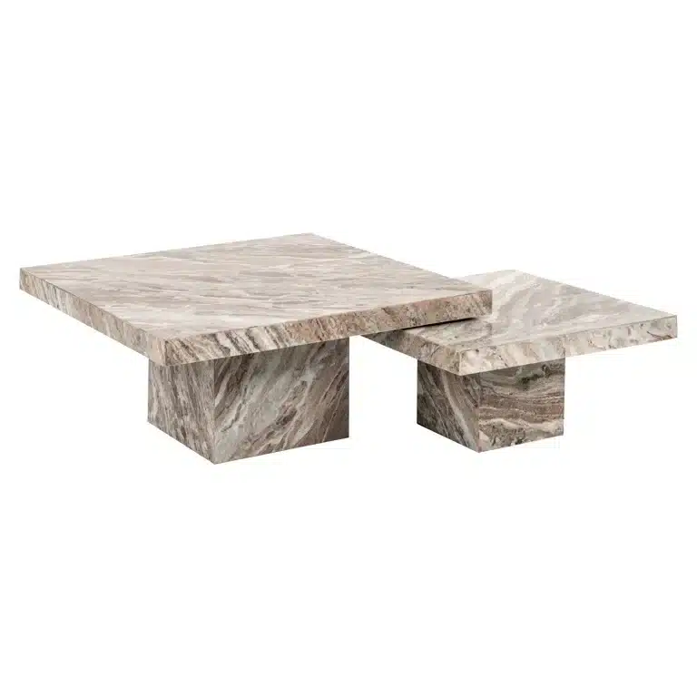 Richmond Interiors salontafel Rashford 80x80x35 cm marmer (Set van 2)