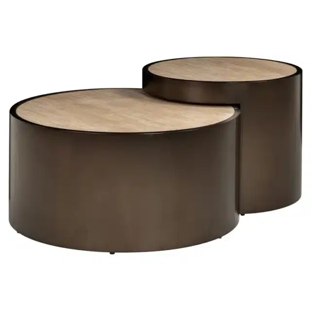 Richmond Interiors salontafel Ronson 119x119x38,5 cm imitatie travertin (Set van 2)