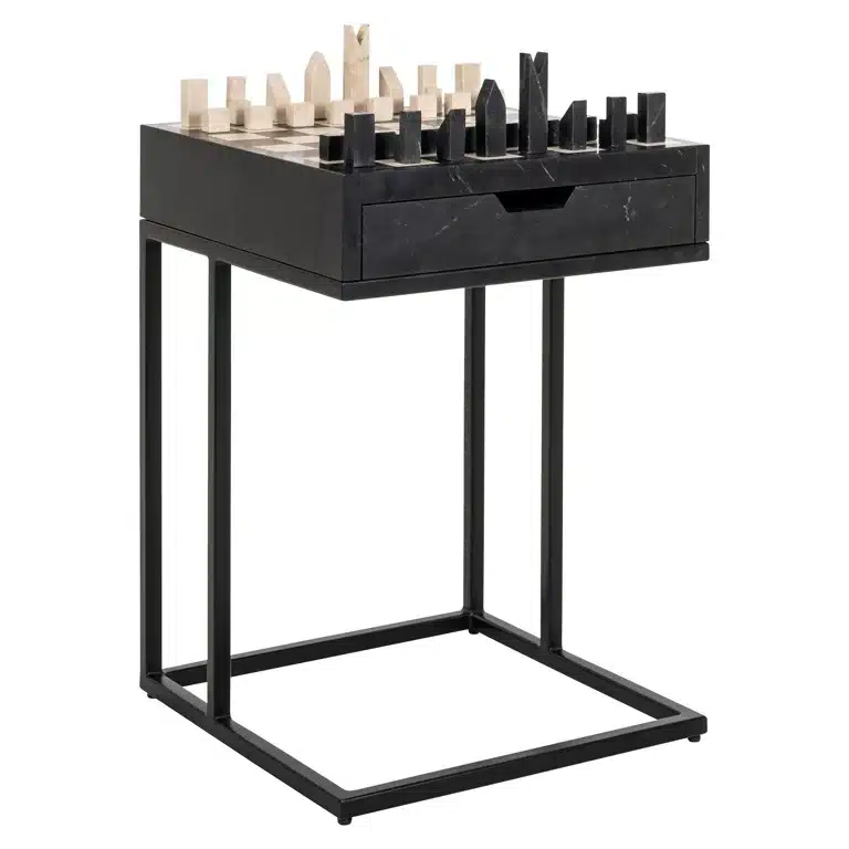 Richmond Interiors schaaktafel Davos 44x44x62 cm zwart