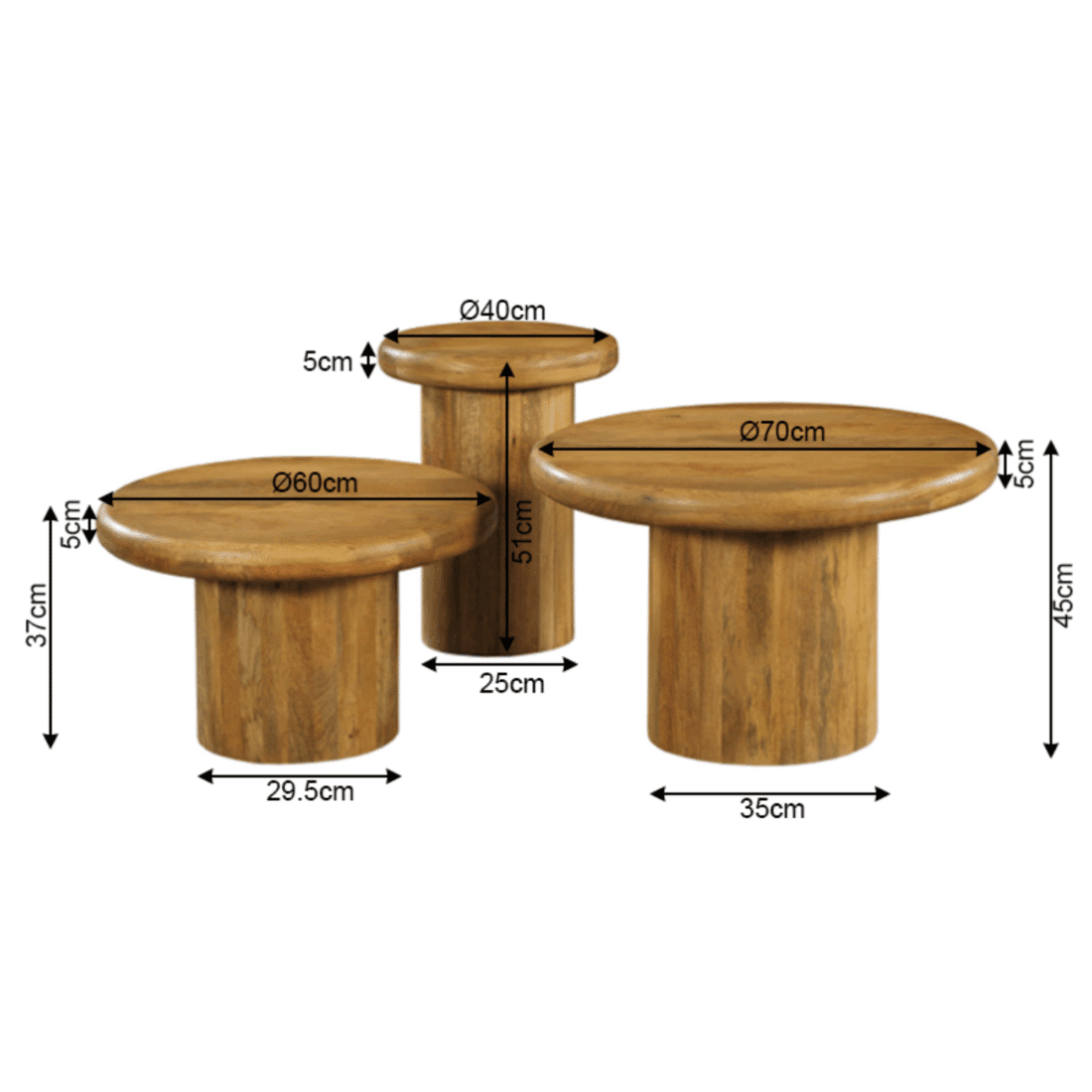 Starfurn Salontafel Maya 70 Cm Set Van 3