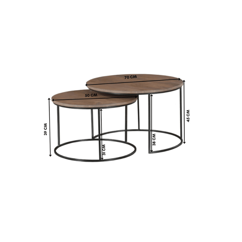 Starfurn Salontafel Madison Walnut 70 Cm Set Van 2