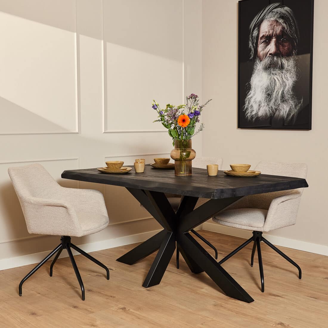 Starfurn Boomstamtafel Boston Black 160 Cm