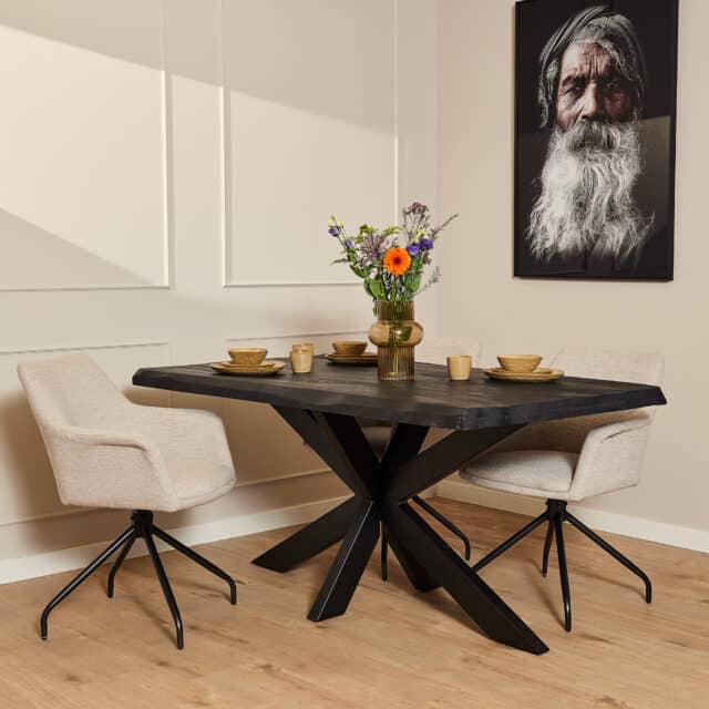 Starfurn Boomstamtafel Boston Black 160 Cm