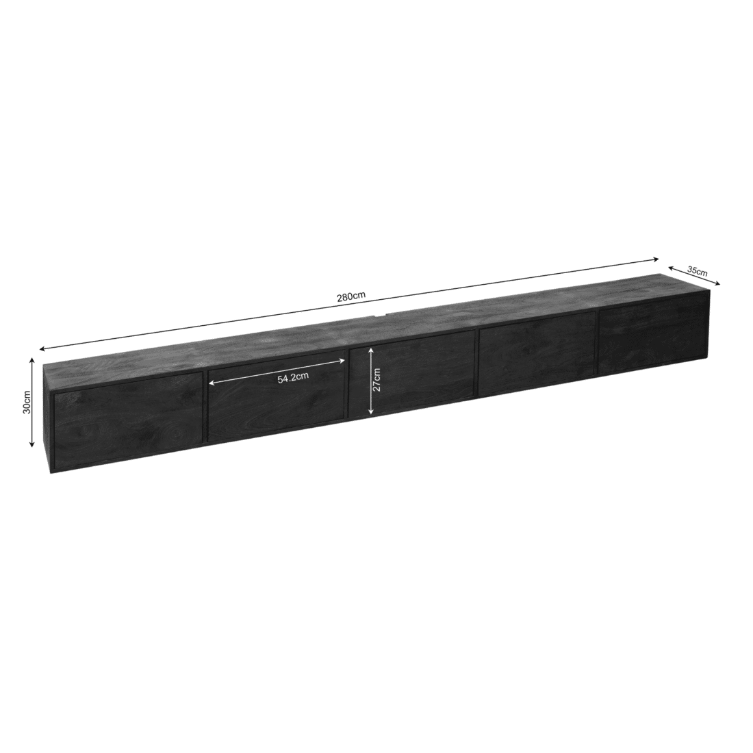 Starfurn Zwevend Tv Meubel Vision Black 280 Cm