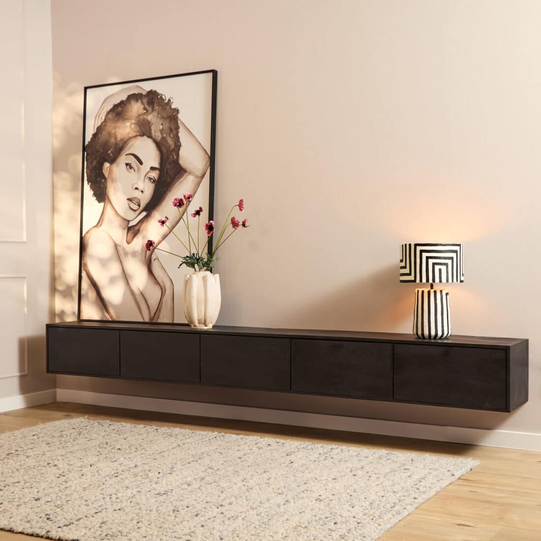 Starfurn Zwevend Tv Meubel Vision Black 280 Cm
