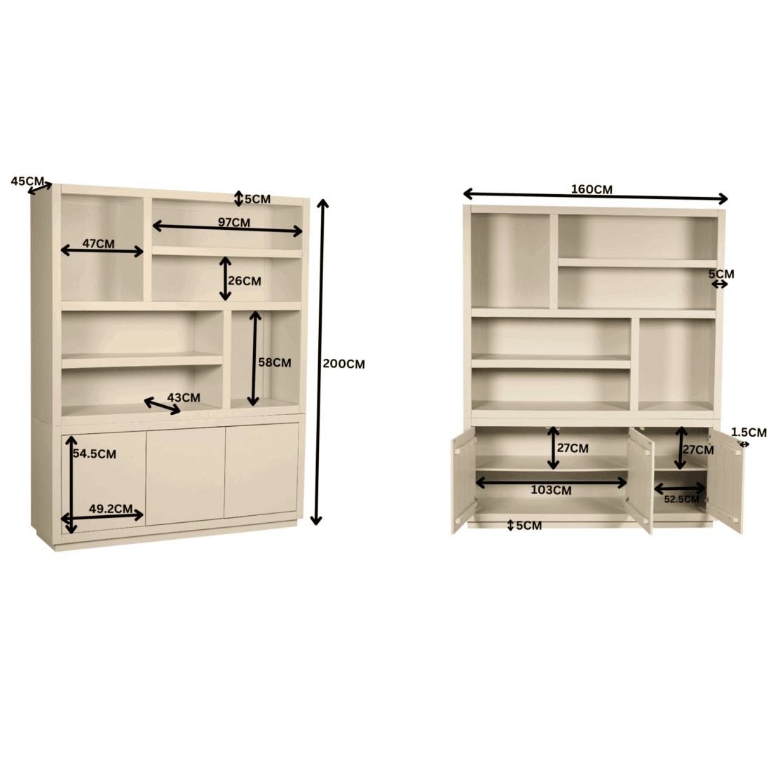 Starfurn Boekenkast Brussel Sand 90 Cm