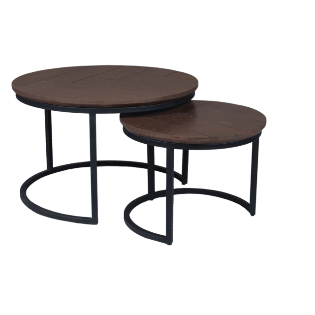 Starfurn Salontafel Otik Walnut Oak 70 Cm Set Van 2