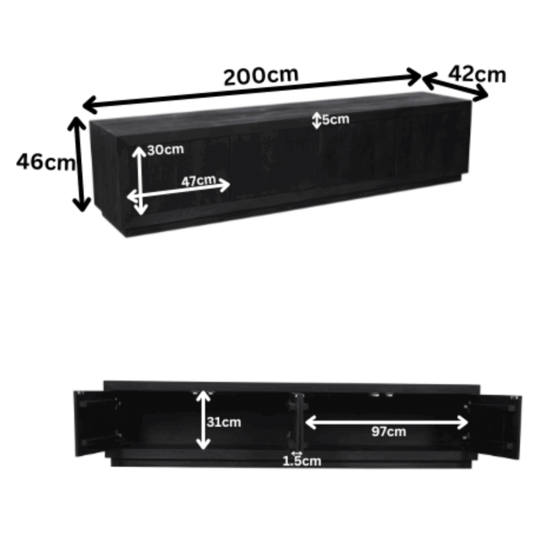 Starfurn Tv Meubel Brussel Black 200 Cm