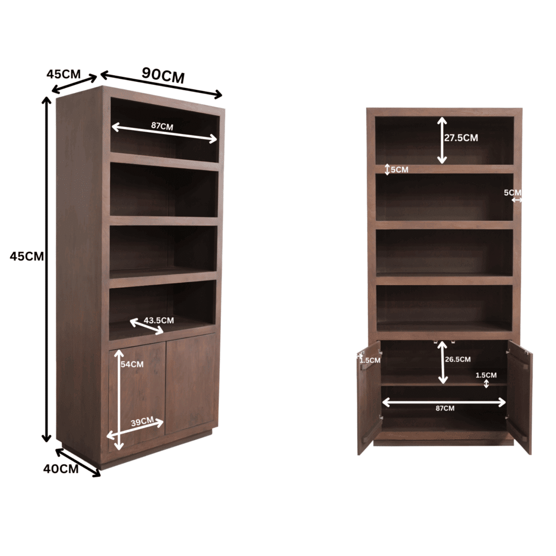 Starfurn Boekenkast Brussel Walnut 90 Cm