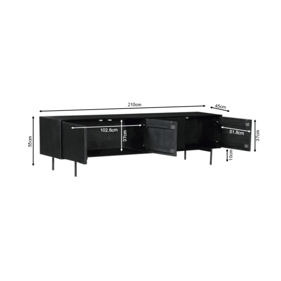 Starfurn Tv Meubel Madison Black 210 Cm