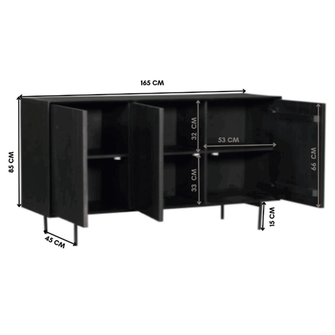 Starfurn Dressoir Madison Black 165 Cm