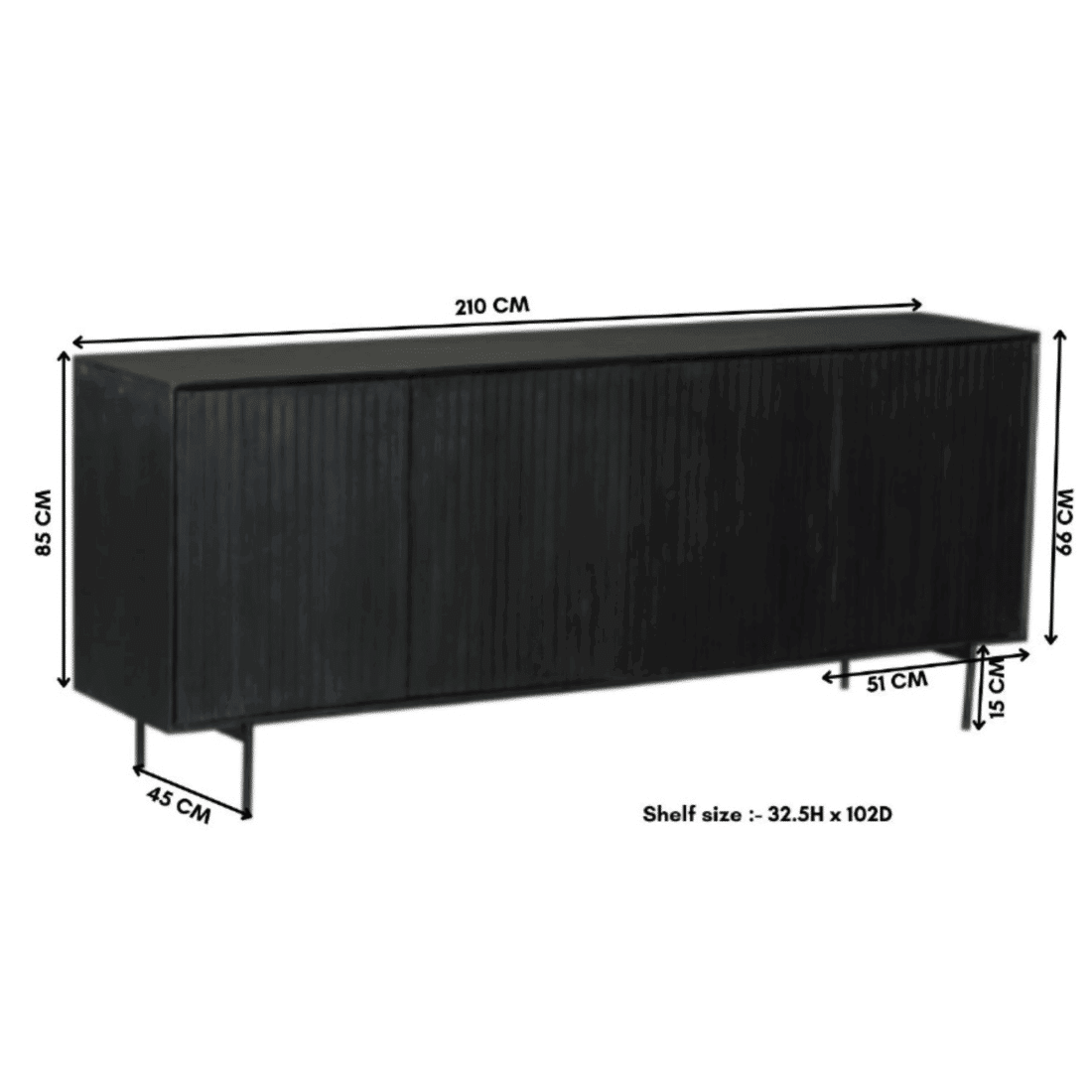 Starfurn Dressoir Madison Black 210 Cm