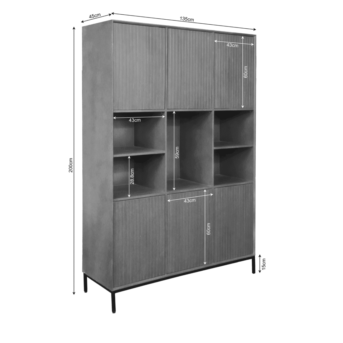 Starfurn Vakkenkast Madison Xl Black 135 Cm