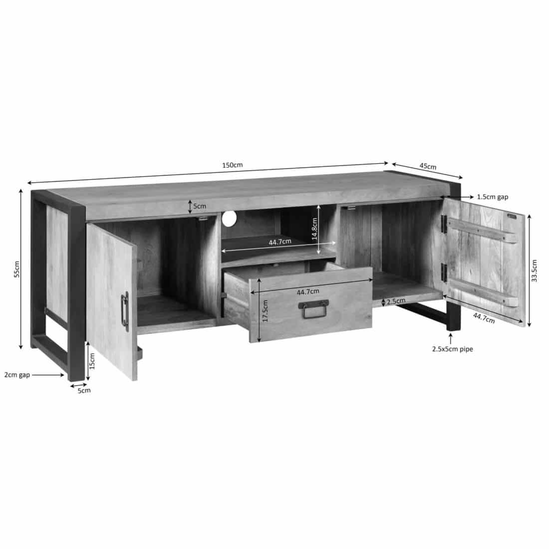 Starfurn Tv Meubel Boaz 150 Cm Met Deuren En Lade