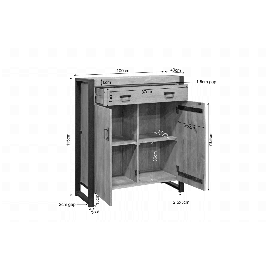 Starfurn Kabinet Kast Boaz 100 Cm