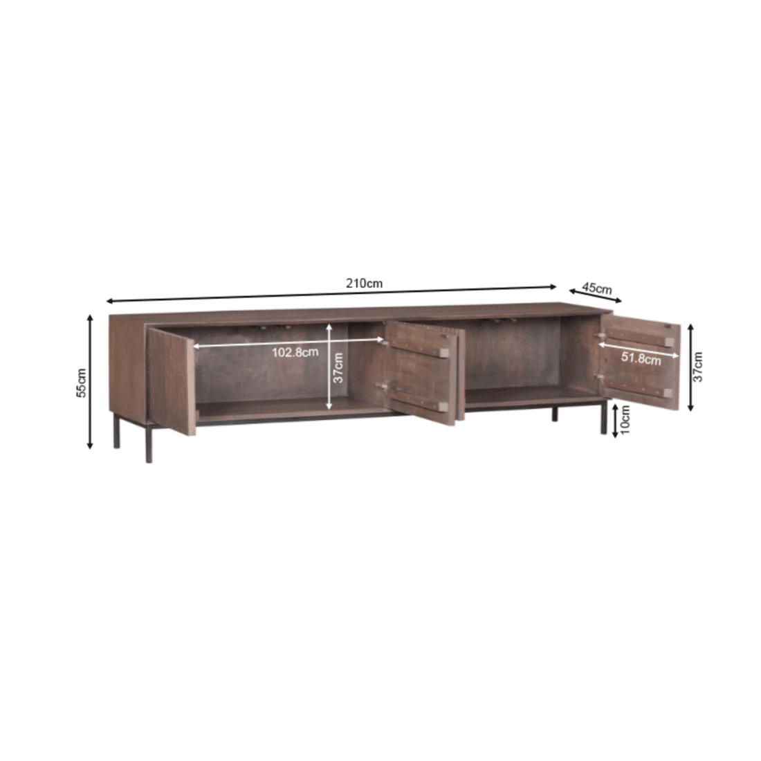 Starfurn Tv Meubel Madison Walnut 210 Cm