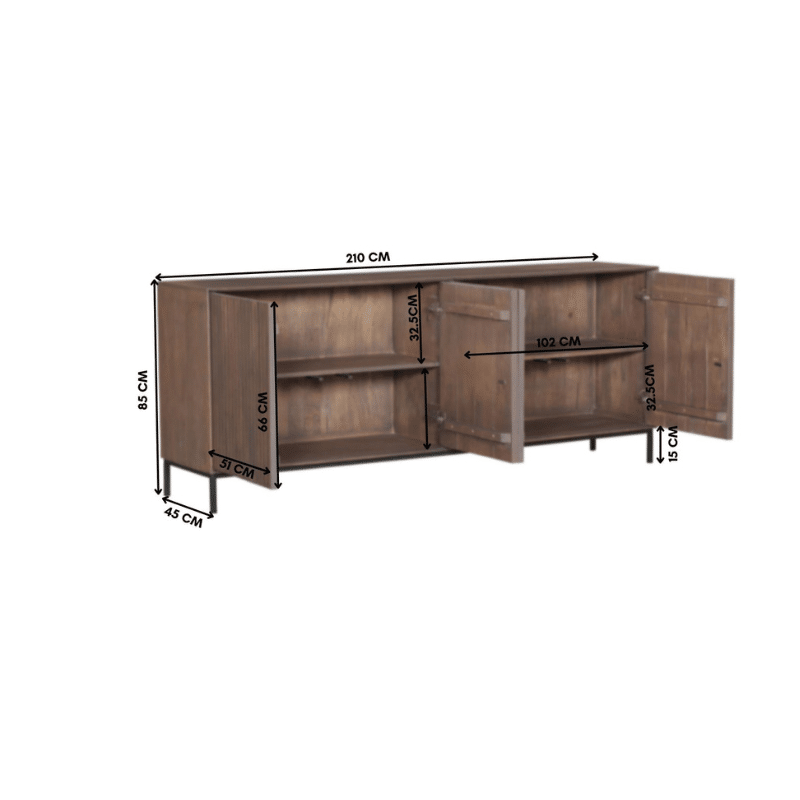 Starfurn Dressoir Madison Walnut 210 Cm