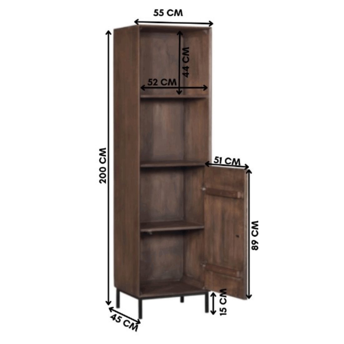 Starfurn Boekenkast Madison Walnut 55 Cm