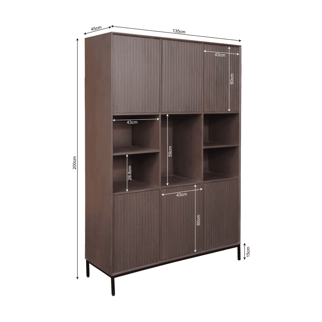 Starfurn Vakkenkast Madison Xl Walnut 135 Cm