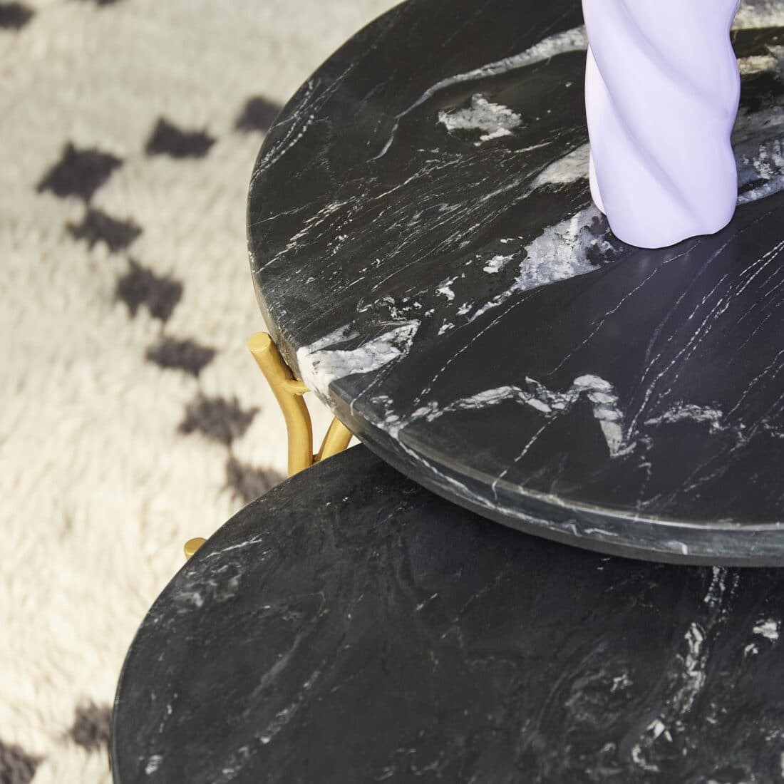 Starfurn Salontafel Caly Black Marble 45 Cm Set Van 2