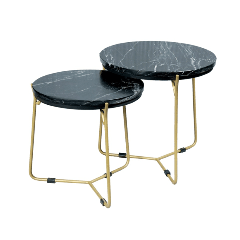 Starfurn Salontafel Caly Black Marble 45 Cm Set Van 2