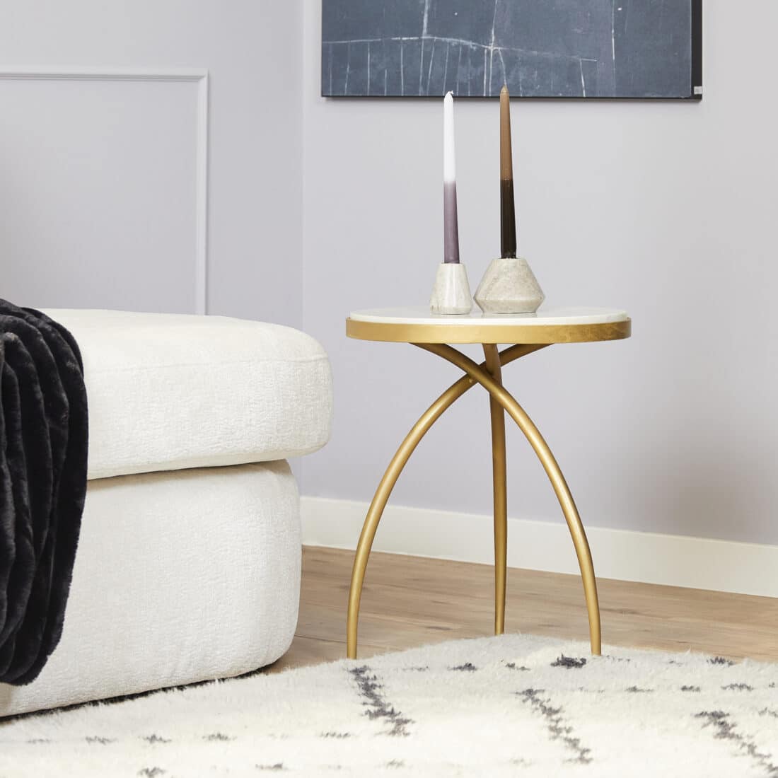 Starfurn Bijzettafel Kay White Marble 40 Cm