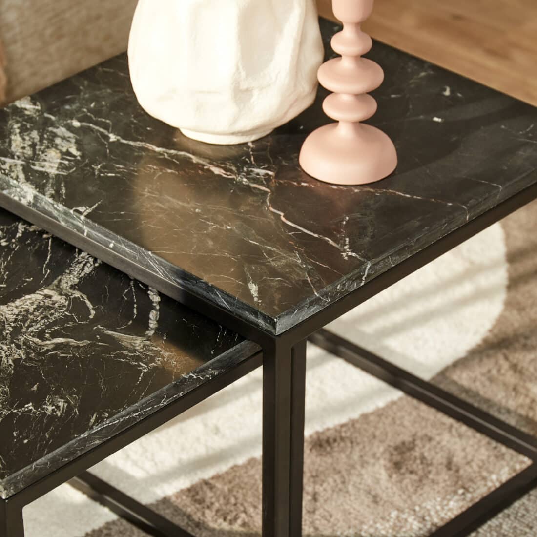 Starfurn Salontafel Daan Black Marble 50 Cm Set Van 2