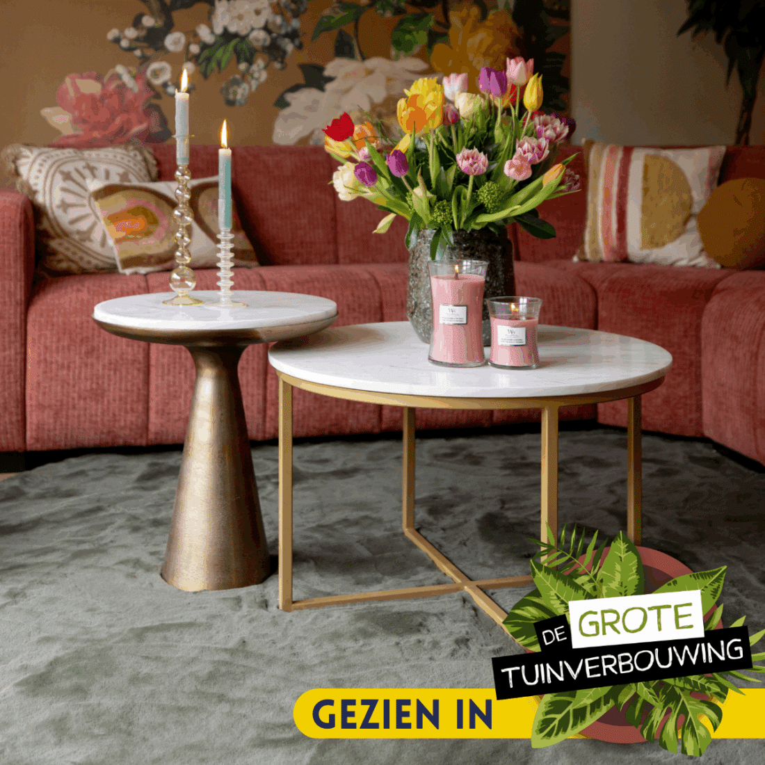 Starfurn Bijzettafel Essy White Marble 45 Cm
