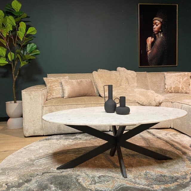 Starfurn Salontafel Faye White Marble 120 Cm Ovaal