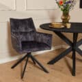 Starfurn Eetkamerstoel Dani Velvet | Antraciet | Met armleuning
