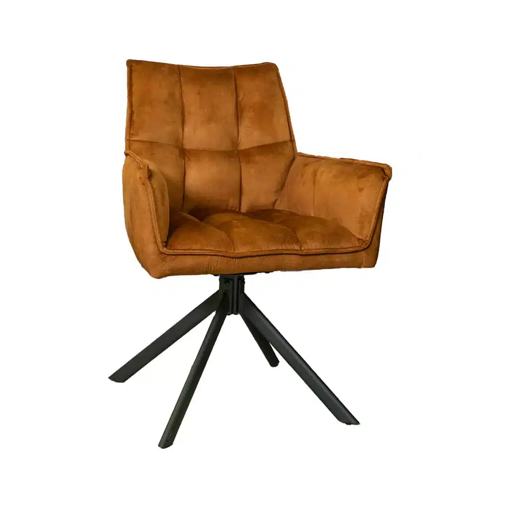 Starfurn Eetkamerstoel Dani Velvet Gold Met Armleuning