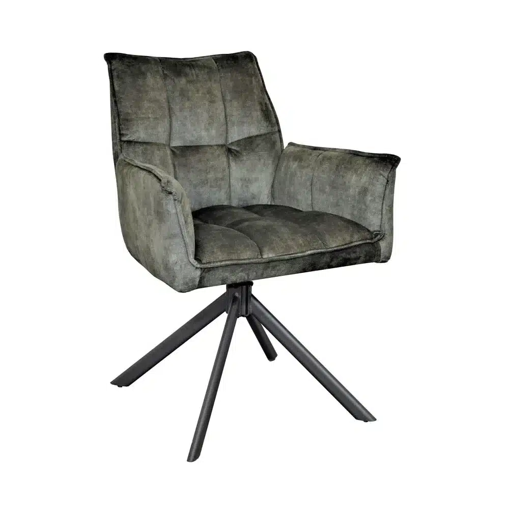 Starfurn Eetkamerstoel Dani Velvet Green Met Armleuning