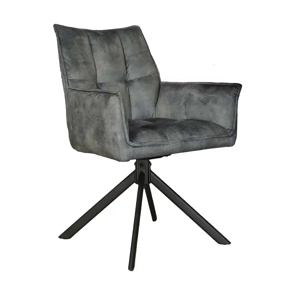 Starfurn Eetkamerstoel Dani Velvet Blue Met Armleuning