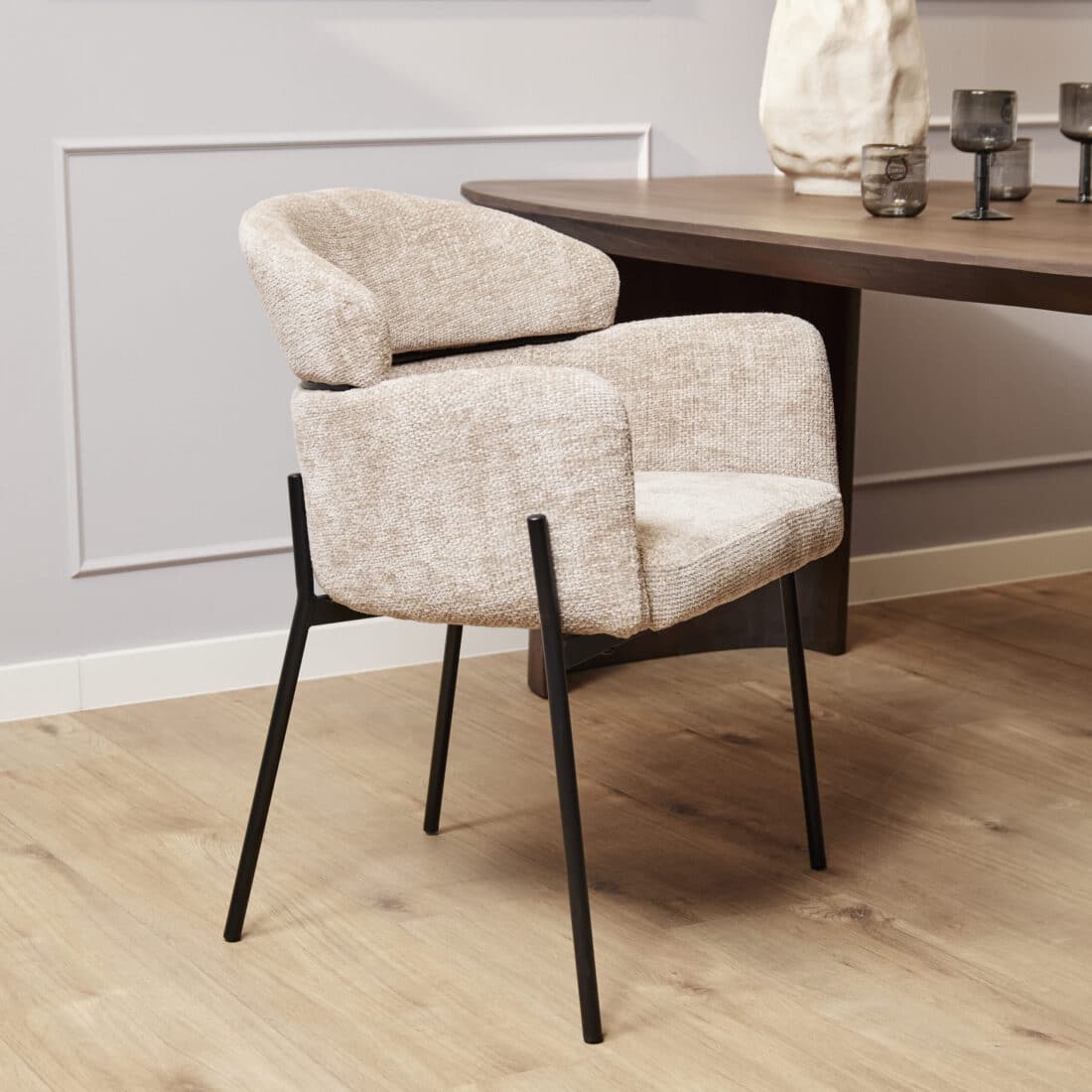 Starfurn Eetkamerstoel Otis Beige Met Armleuning
