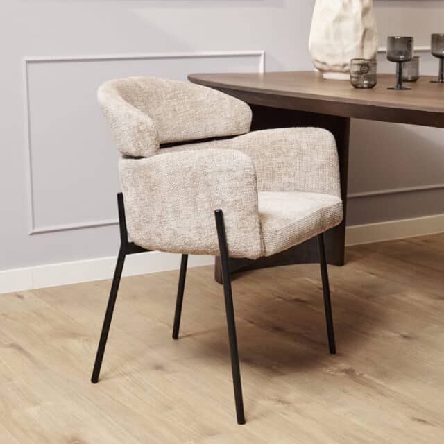Starfurn Eetkamerstoel Otis Beige Met Armleuning
