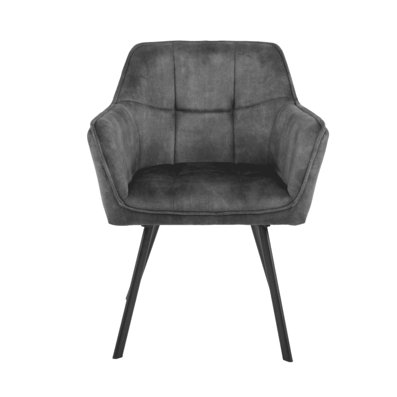 Starfurn Eetkamerstoel Emma Velvet Dark Grey Met Armleuning