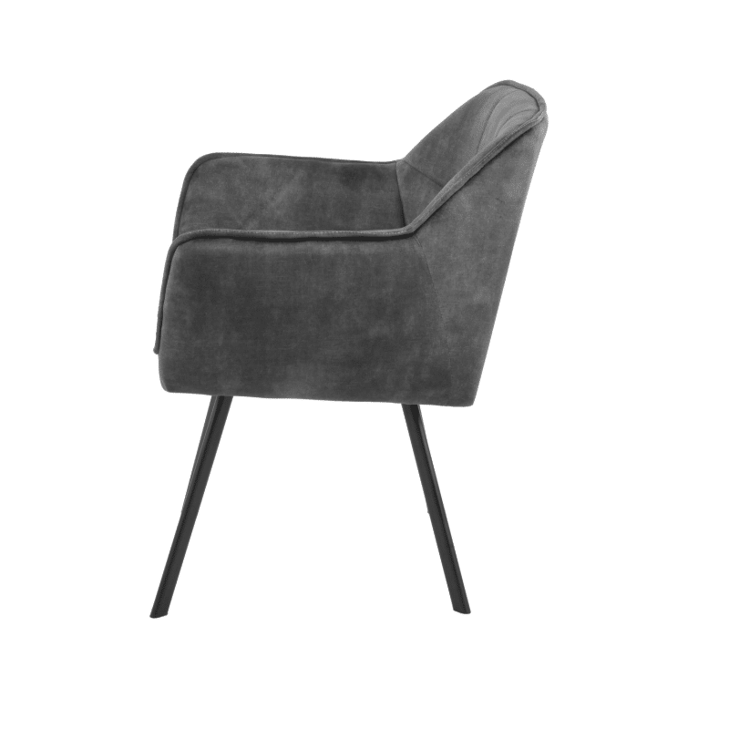 Starfurn Eetkamerstoel Emma Velvet Dark Grey Met Armleuning