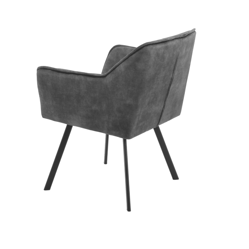 Starfurn Eetkamerstoel Emma Velvet Dark Grey Met Armleuning
