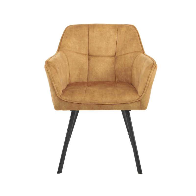 Starfurn Eetkamerstoel Emma Velvet Yellow Met Armleuning