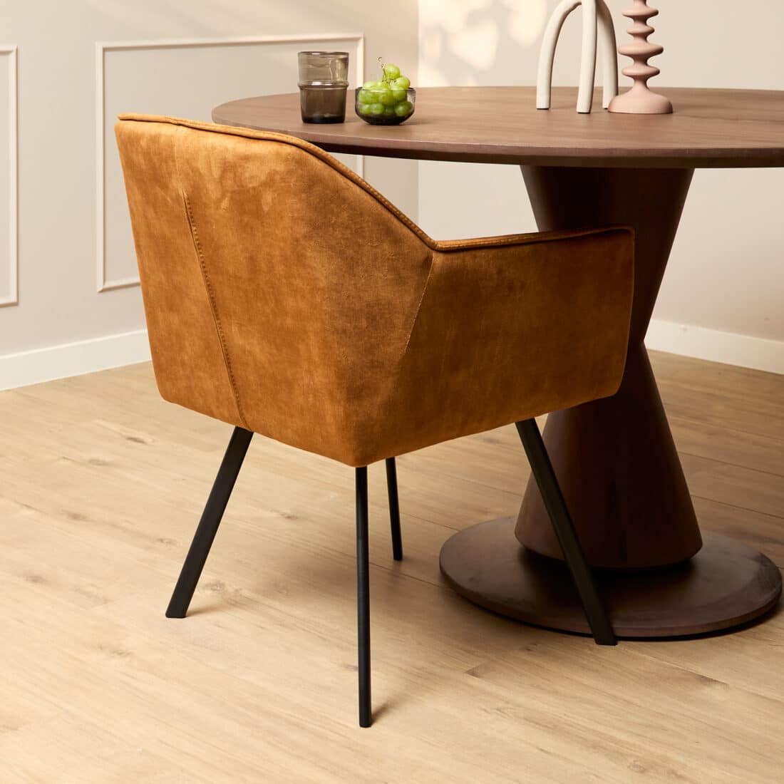 Starfurn Eetkamerstoel Emma Velvet Yellow Met Armleuning