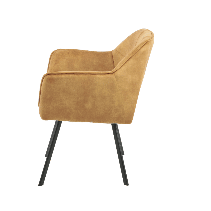 Starfurn Eetkamerstoel Emma Velvet Yellow Met Armleuning