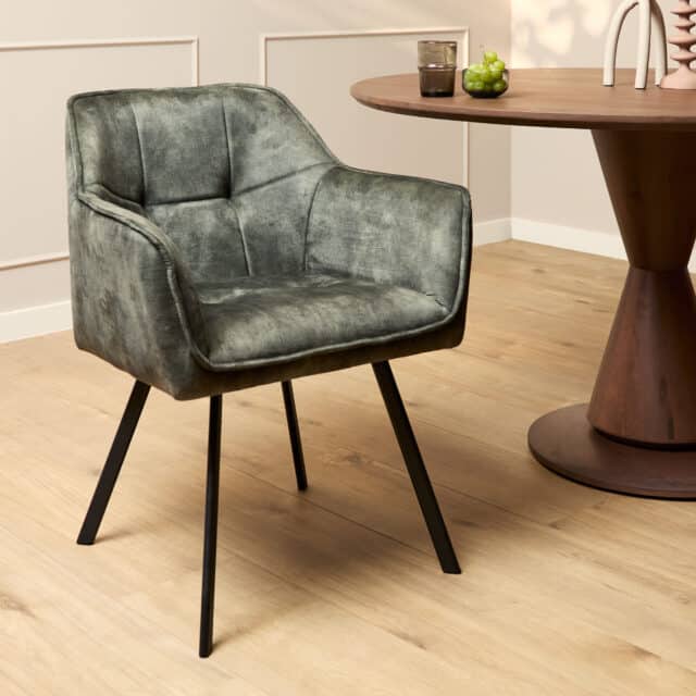 Starfurn Eetkamerstoel Emma Velvet Hunter Green Met Armleuning