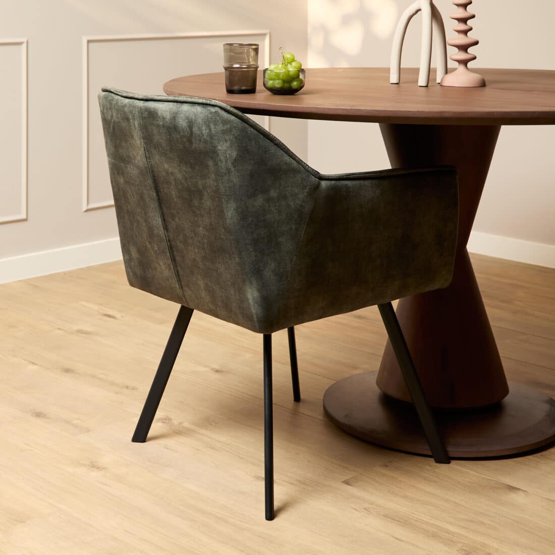 Starfurn Eetkamerstoel Emma Velvet Hunter Green Met Armleuning