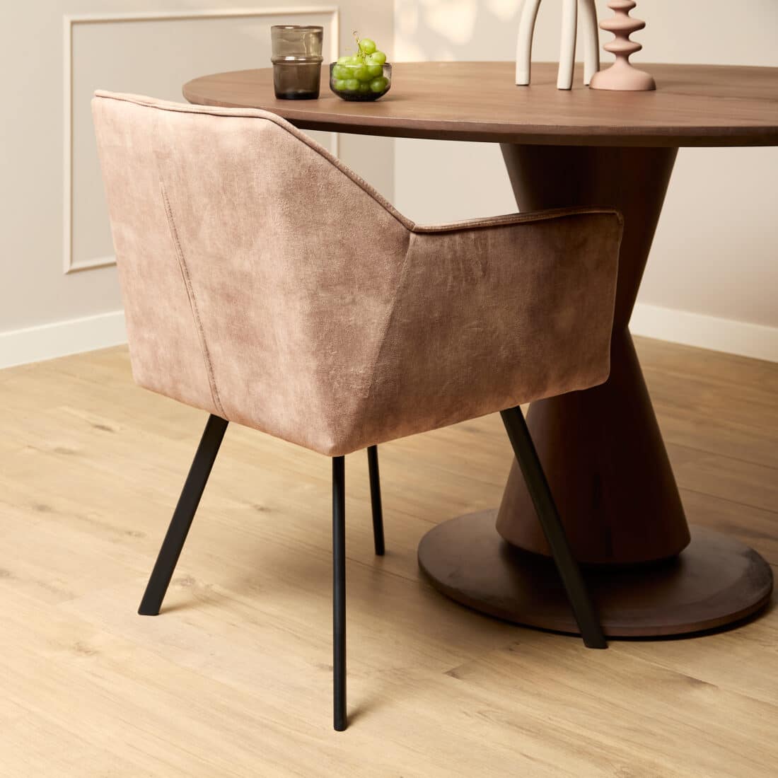 Starfurn Eetkamerstoel Emma Velvet Taupe Met Armleuning