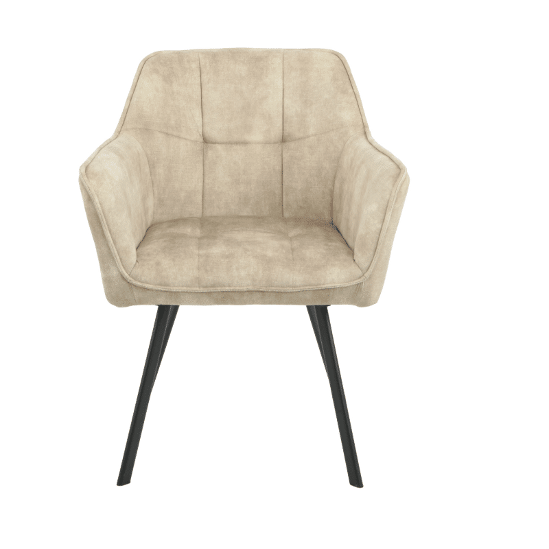 Starfurn Eetkamerstoel Emma Velvet Taupe Met Armleuning